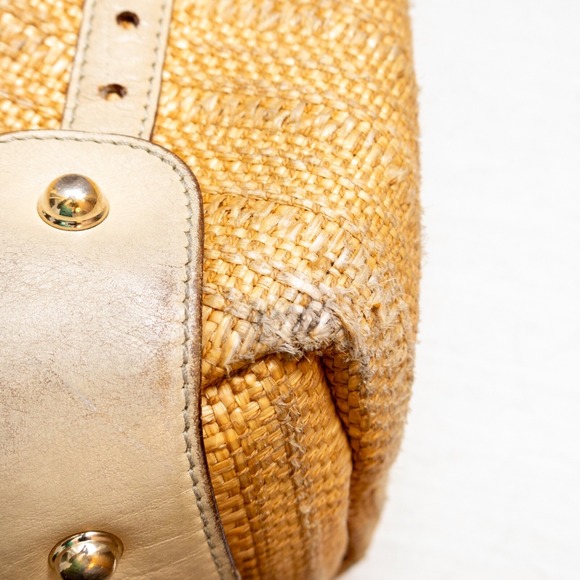 Auth Gucci Pelham Raffia Shoulder Hand Bag Womens Medium Beige Leather Strap - Picture 15 of 15